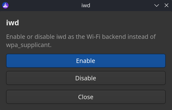 Screenshot of the Bazzite Portal iwd options|711x456, 50%
