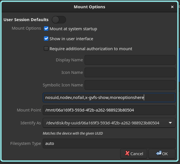 GNOME Disks Auto Mount Guide - Bazzite Documentation